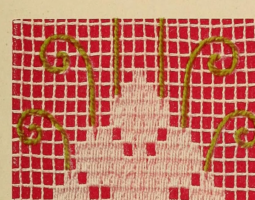 An illustration from Le Filet brodé, 1900, leaf 55