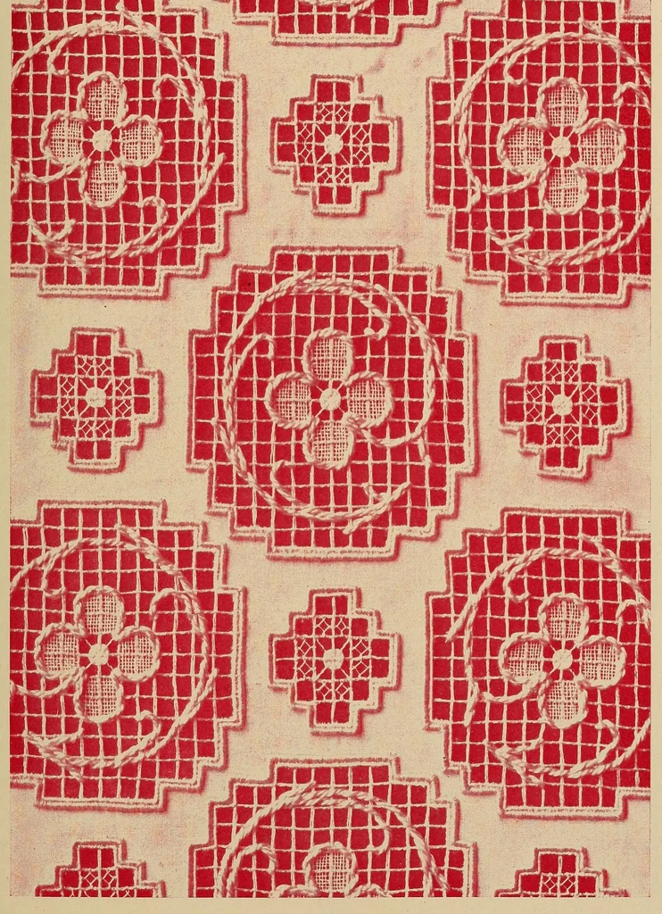 An illustration from Le Filet brodé, 1900, leaf 65