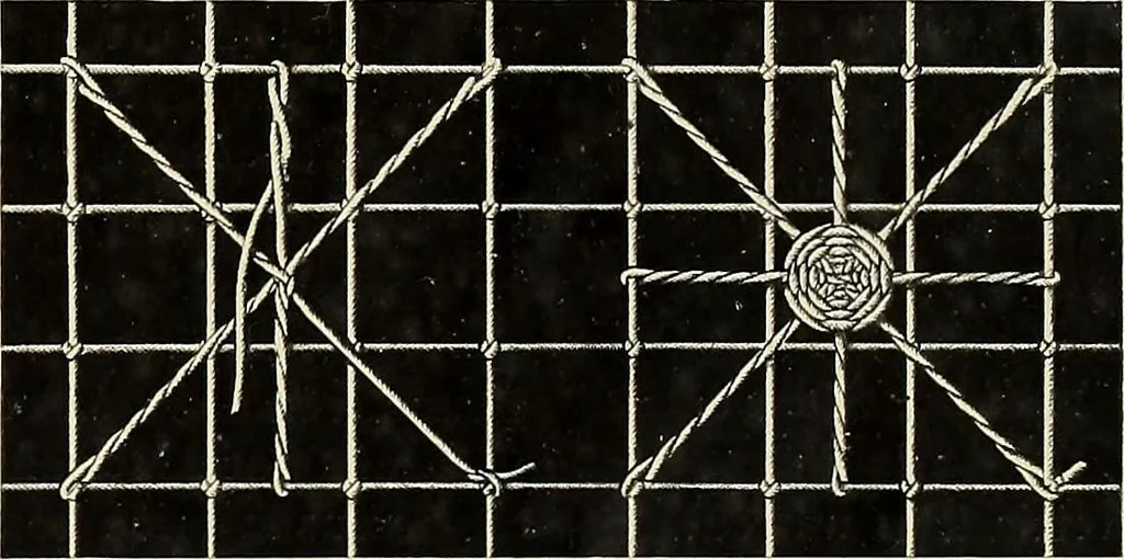 An illustration from Le filet-guipure, 1870, leaf 12