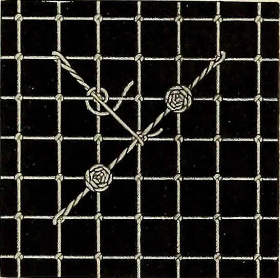 An illustration from Le filet-guipure, 1870, leaf 14