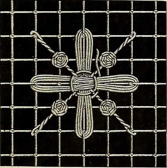 An illustration from Le filet-guipure, 1870, leaf 14