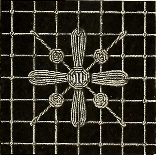 An illustration from Le filet-guipure, 1870, leaf 14