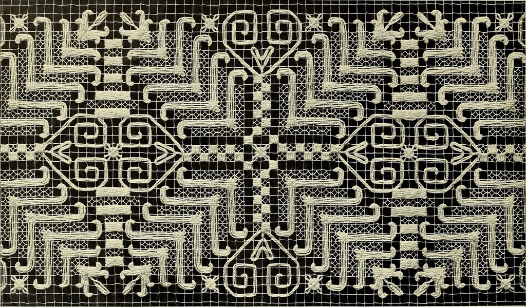 An illustration from Le filet-guipure, 1870, leaf 21
