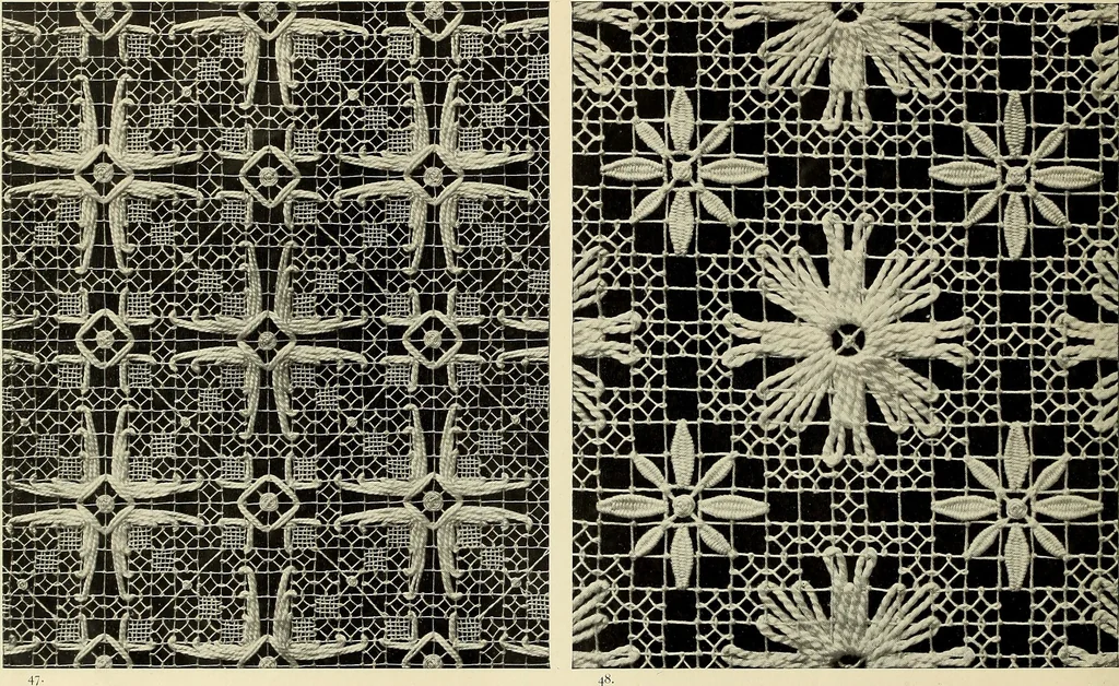 An illustration from Le filet-guipure, 1870, leaf 25