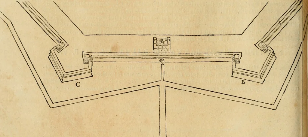 An illustration from Le fortificationi di Buonaiuto Lorini, nobile fiorentino ... : con l'aggiunta del sesto libro doue si mostra, con la scienza e con la pratica, l'ordine di fortificare le città & altri luoghi, con tutti gli auuertimenti, che più possono apportar benficio per la sicurtà delle fortezze .., 1609, leaf 167