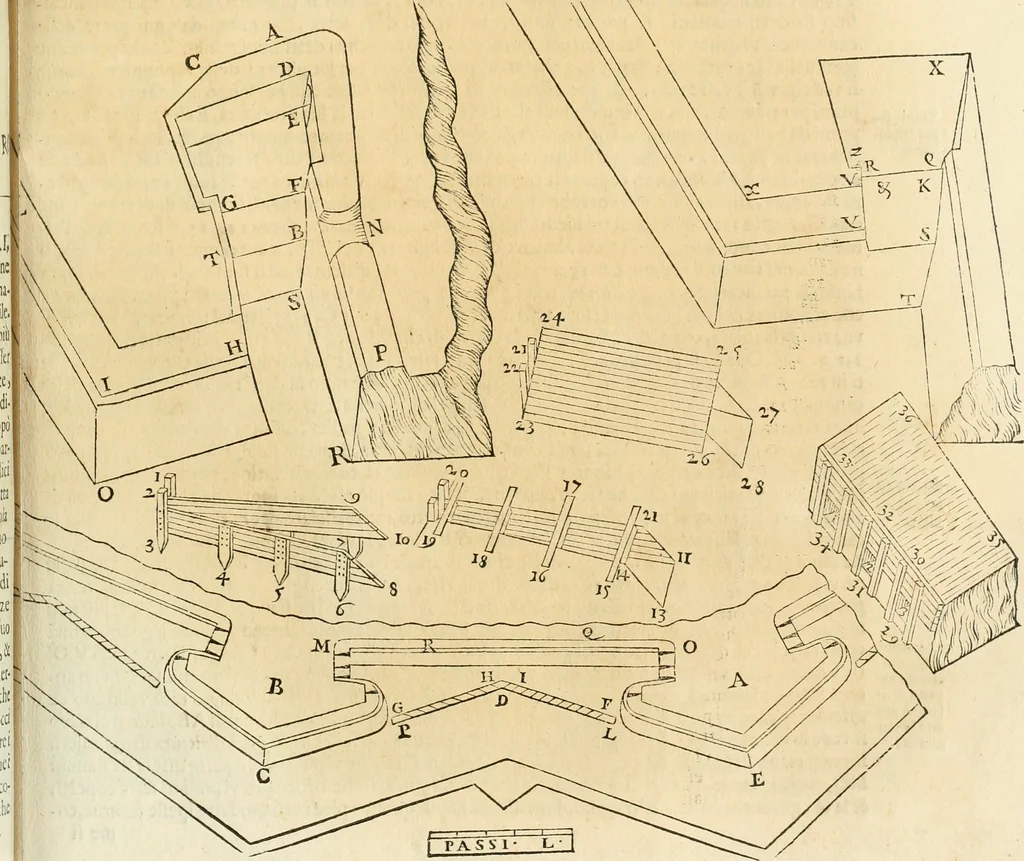 An illustration from Le fortificationi di Buonaiuto Lorini, nobile fiorentino ... : con l'aggiunta del sesto libro doue si mostra, con la scienza e con la pratica, l'ordine di fortificare le città & altri luoghi, con tutti gli auuertimenti, che più possono apportar benficio per la sicurtà delle fortezze .., 1609, leaf 274