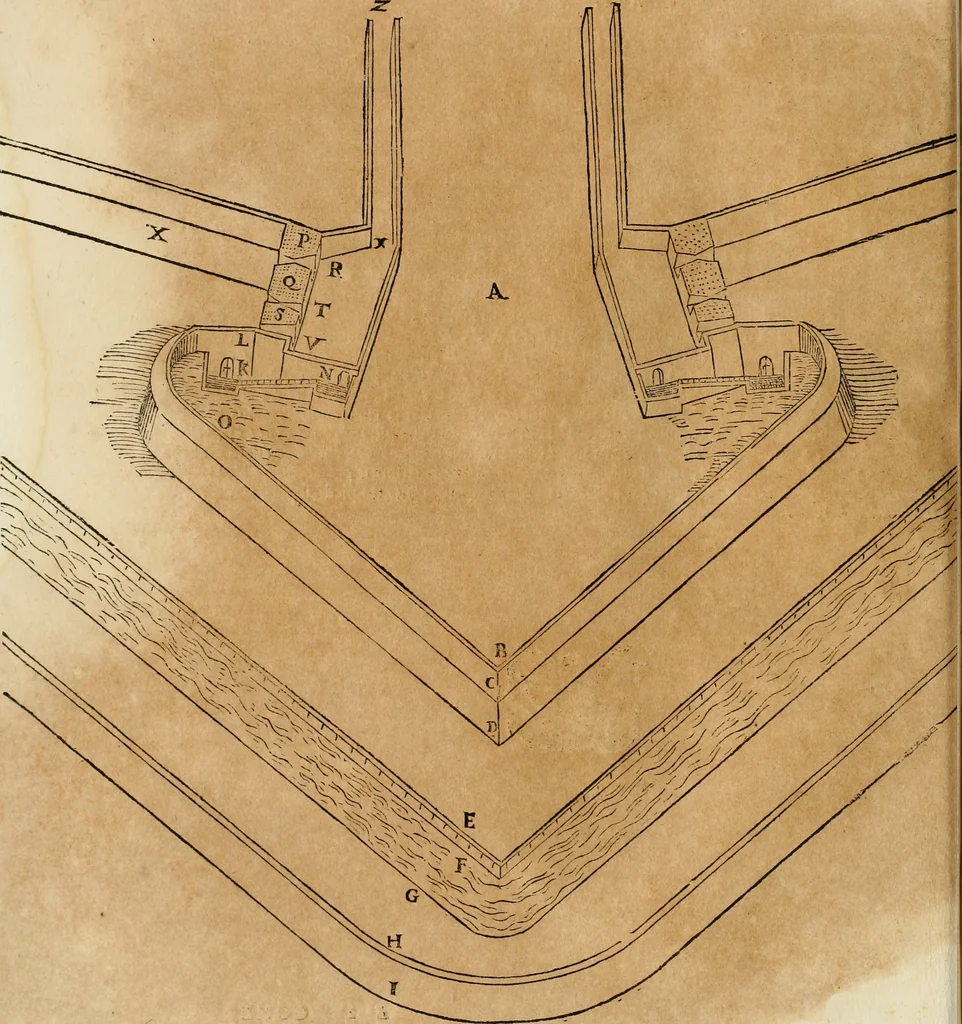 An illustration from Le fortificationi di Buonaiuto Lorini, nobile fiorentino ... : con l'aggiunta del sesto libro doue si mostra, con la scienza e con la pratica, l'ordine di fortificare le città & altri luoghi, con tutti gli auuertimenti, che più possono apportar benficio per la sicurtà delle fortezze .., 1609, leaf 51