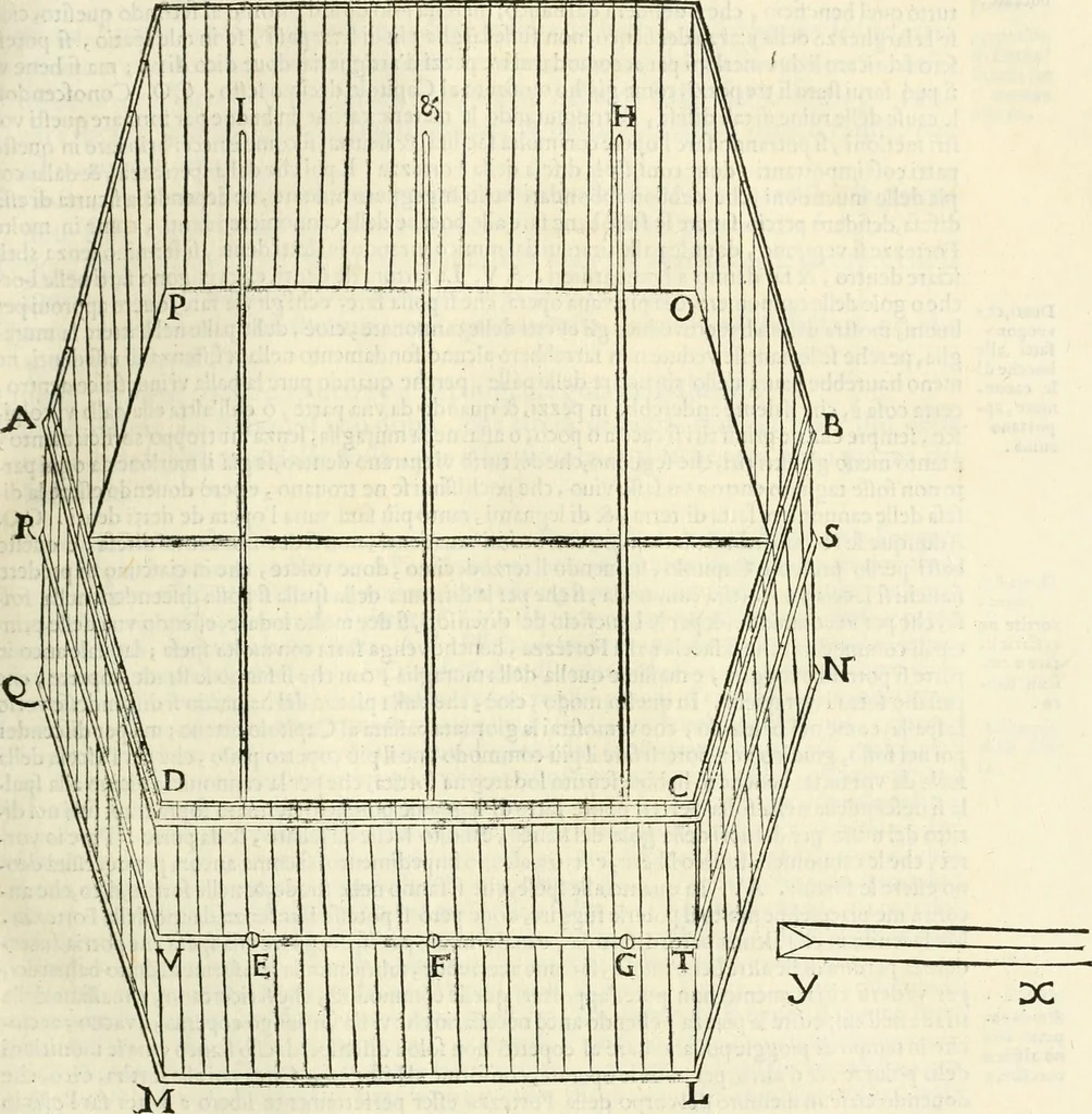 An illustration from Le fortificationi di Buonaiuto Lorini, nobile fiorentino ... : con l'aggiunta del sesto libro doue si mostra, con la scienza e con la pratica, l'ordine di fortificare le città & altri luoghi, con tutti gli auuertimenti, che più possono apportar benficio per la sicurtà delle fortezze .., 1609, leaf 98