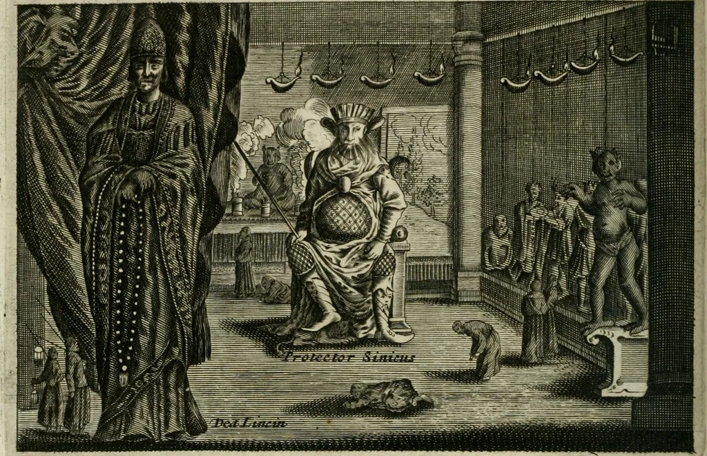 An illustration from Legatio batavica ad magnum Tartariæ chamum Sungteium, modernum Sinæ imperatorem. Historiarum narratione, quæ legatis in provinciis Quantung, Kiangsi, Nanking, Xantung, Peking, & aula imperatoriâ ab anno 1665 ad annum 1657 obtigerunt, ut & ardua Sinensium in bello tartarico fortunâ, provinciarum accurata geographia, urbium delineatione, nec non artis & naturæ miraculis ex animalium, vegetabilium, mineralium genere per centum & quinquaginta æneas figuras passim illustrata & conscripta vernacule, 1668, leaf 321