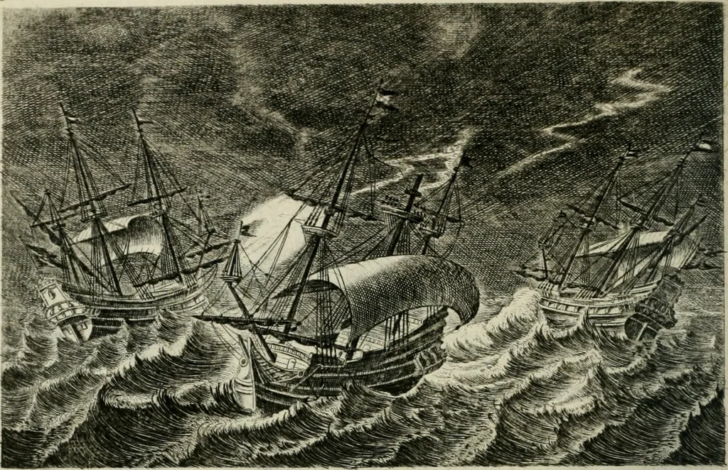 An illustration from Legatio batavica ad magnum Tartariæ chamum Sungteium, modernum Sinæ imperatorem. Historiarum narratione, quæ legatis in provinciis Quantung, Kiangsi, Nanking, Xantung, Peking, & aula imperatoriâ ab anno 1665 ad annum 1657 obtigerunt, ut & ardua Sinensium in bello tartarico fortunâ, provinciarum accurata geographia, urbium delineatione, nec non artis & naturæ miraculis ex animalium, vegetabilium, mineralium genere per centum & quinquaginta æneas figuras passim illustrata & conscripta vernacule, 1668, leaf 45