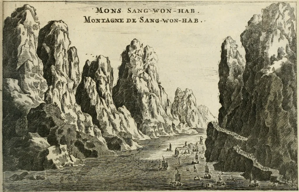 An illustration from Legatio batavica ad magnum Tartariæ chamum Sungteium, modernum Sinæ imperatorem. Historiarum narratione, quæ legatis in provinciis Quantung, Kiangsi, Nanking, Xantung, Peking, & aula imperatoriâ ab anno 1665 ad annum 1657 obtigerunt, ut & ardua Sinensium in bello tartarico fortunâ, provinciarum accurata geographia, urbium delineatione, nec non artis & naturæ miraculis ex animalium, vegetabilium, mineralium genere per centum & quinquaginta æneas figuras passim illustrata & conscripta vernacule, 1668, leaf 76