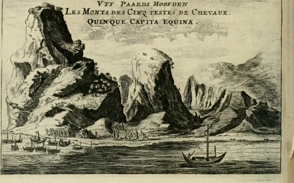An illustration from Legatio batavica ad magnum Tartariæ chamum Sungteium, modernum Sinæ imperatorem. Historiarum narratione, quæ legatis in provinciis Quantung, Kiangsi, Nanking, Xantung, Peking, & aula imperatoriâ ab anno 1665 ad annum 1657 obtigerunt, ut & ardua Sinensium in bello tartarico fortunâ, provinciarum accurata geographia, urbium delineatione, nec non artis & naturæ miraculis ex animalium, vegetabilium, mineralium genere per centum & quinquaginta æneas figuras passim illustrata & conscripta vernacule, 1668, leaf 85