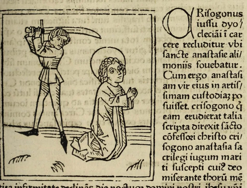 An illustration from Legenda aurea sanctorum, sive, Lombardica historia, leaf 703