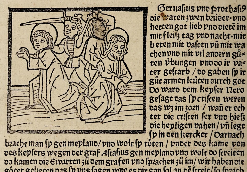 An illustration from Legenda aurea sanctorum, sive Lombardica historia [German] Leben der Heiligen: Winterteil und Sommerteil, leaf 142