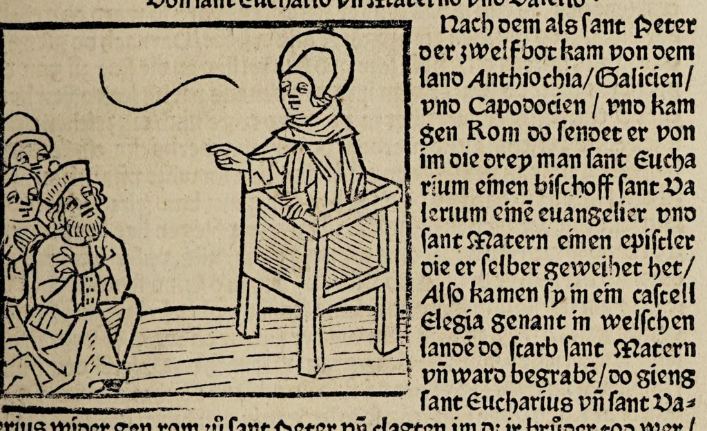 An illustration from Legenda aurea sanctorum, sive Lombardica historia [German] Leben der Heiligen: Winterteil und Sommerteil, leaf 351
