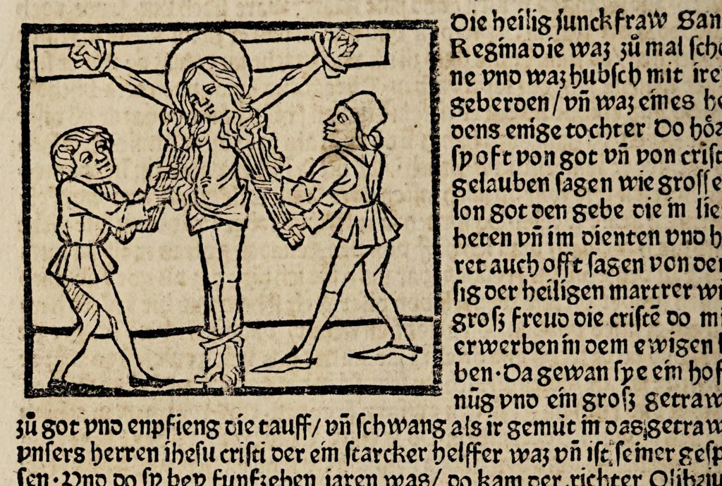 An illustration from Legenda aurea sanctorum, sive Lombardica historia [German] Leben der Heiligen: Winterteil und Sommerteil, leaf 438