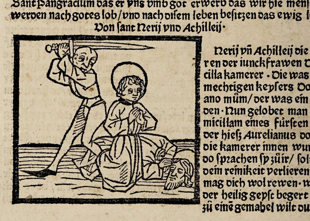 An illustration from Legenda aurea sanctorum, sive Lombardica historia [German] Leben der Heiligen: Winterteil und Sommerteil, leaf 92