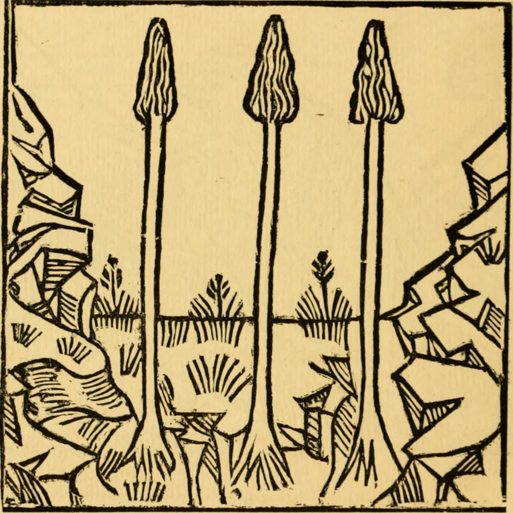 An illustration from The legendary history of the cross : a series of sixty-four woodcuts from a Dutch book published by Veldener, A.D. 1483 ; with an introduction written and illustrated by John Ashton ; preface by S. Baring Gould, 1887, leaf 125