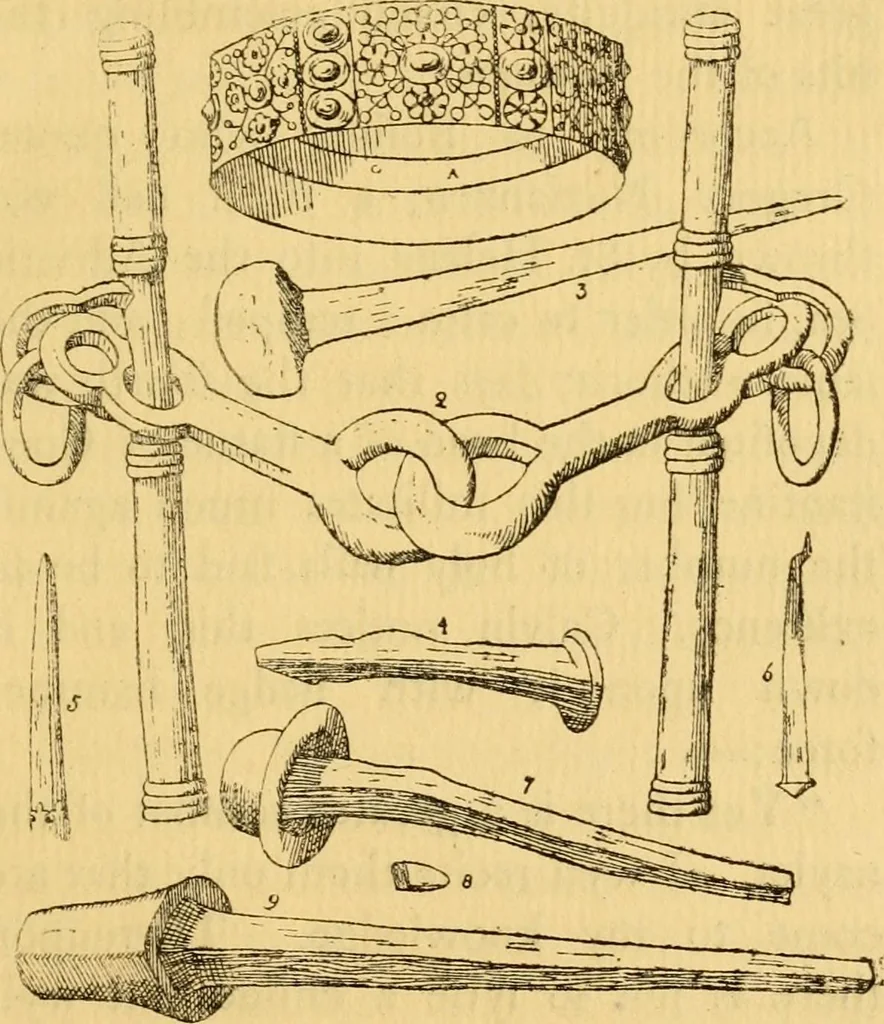 An illustration from The legendary history of the cross : a series of sixty-four woodcuts from a Dutch book published by Veldener, A.D. 1483 ; with an introduction written and illustrated by John Ashton ; preface by S. Baring Gould, 1887, leaf 96