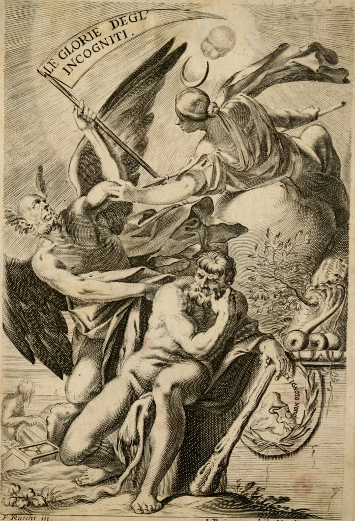 An illustration from Le glorie de gli incogniti : O vero gli hvomini illvstri della̓ccademia de ̓signori incogniti di venetia, 1647, leaf 4