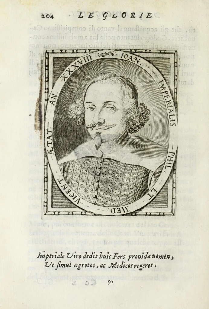An illustration from Le glorie de gli Incogniti : o vero gli huomini illustri dell'Accademia de' signori incogniti de Venetia, 1647, leaf 224