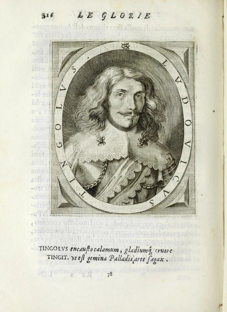An illustration from Le glorie de gli Incogniti : o vero gli huomini illustri dell'Accademia de' signori incogniti de Venetia, 1647, leaf 336