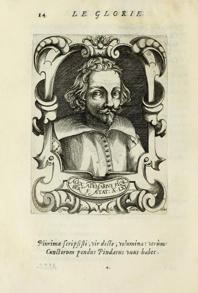 An illustration from Le glorie de gli Incogniti : o vero gli huomini illustri dell'Accademia de' signori incogniti de Venetia, 1647, leaf 34