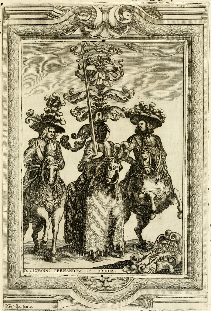 An illustration from Le guerre festiue delle reali nozze de' serenissimi e cattolici re di Spagna Carlo secondo e Maria Luisa di Borbone : celebrate nella felice e fedelissima città di Palermo, dall' Illustrissimo Senato della medesima citta ... nell'anno M.DC.LXXX, 1680, leaf 82