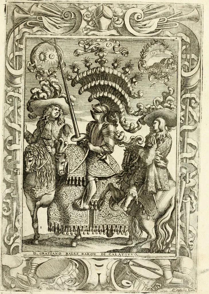 An illustration from Le guerre festiue delle reali nozze de' serenissimi e cattolici re di Spagna Carlo secondo e Maria Luisa di Borbone : celebrate nella felice e fedelissima città di Palermo, dall' Illustrissimo Senato della medesima citta ... nell'anno M.DC.LXXX, 1680, leaf 88