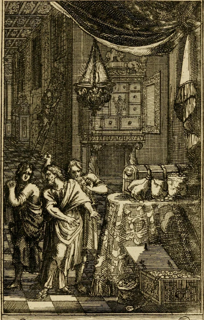 An illustration from Le guide fidele de la vraie gloire : presenté à monseigneur le duc de Bourgogne, instruisant ce jeune prince des choses qu'il doit croire, demander, pratiquer, frequenter, et eviter pour être roy pendant tous les siecles ..., 1688, leaf 114