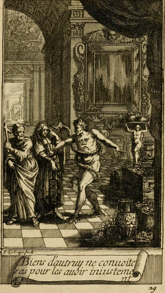 An illustration from Le guide fidele de la vraie gloire : presenté à monseigneur le duc de Bourgogne, instruisant ce jeune prince des choses qu'il doit croire, demander, pratiquer, frequenter, et eviter pour être roy pendant tous les siecles ..., 1688, leaf 126