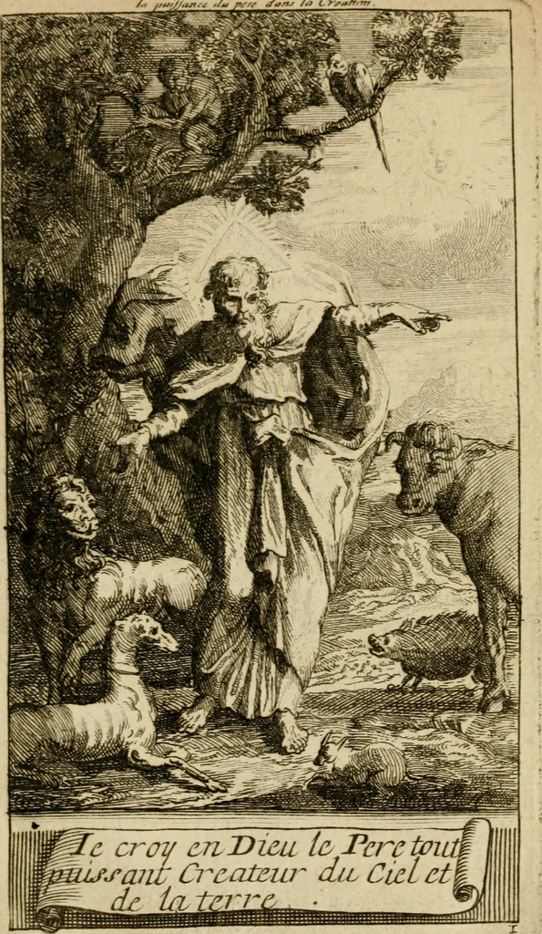 An illustration from Le guide fidele de la vraie gloire : presenté à monseigneur le duc de Bourgogne, instruisant ce jeune prince des choses qu'il doit croire, demander, pratiquer, frequenter, et eviter pour être roy pendant tous les siecles ..., 1688, leaf 14