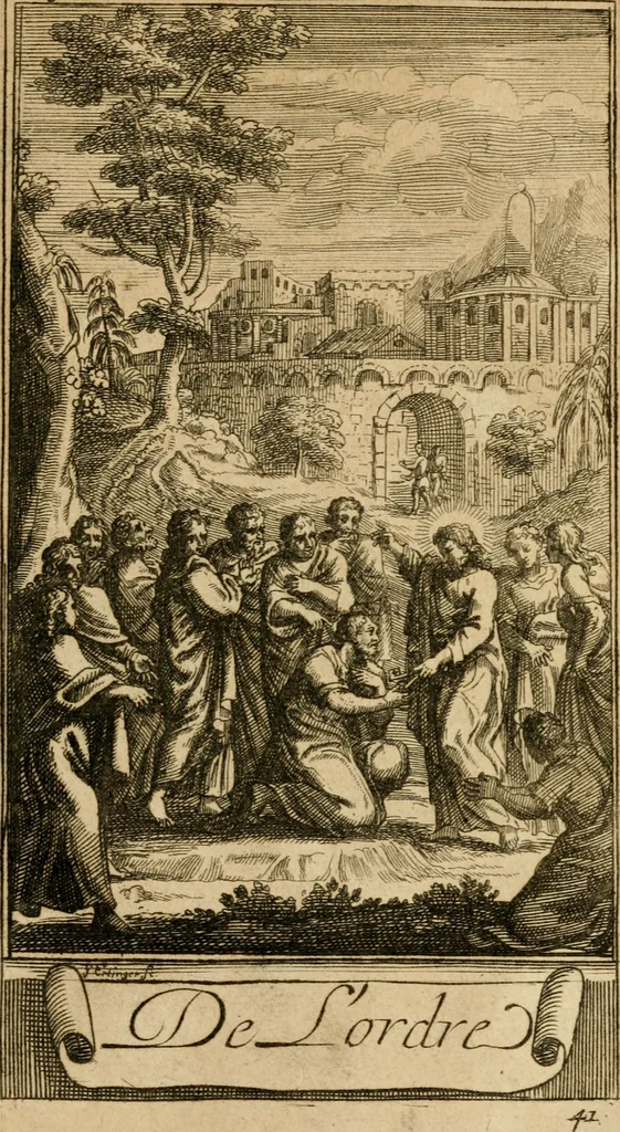 An illustration from Le guide fidele de la vraie gloire : presenté à monseigneur le duc de Bourgogne, instruisant ce jeune prince des choses qu'il doit croire, demander, pratiquer, frequenter, et eviter pour être roy pendant tous les siecles ..., 1688, leaf 174