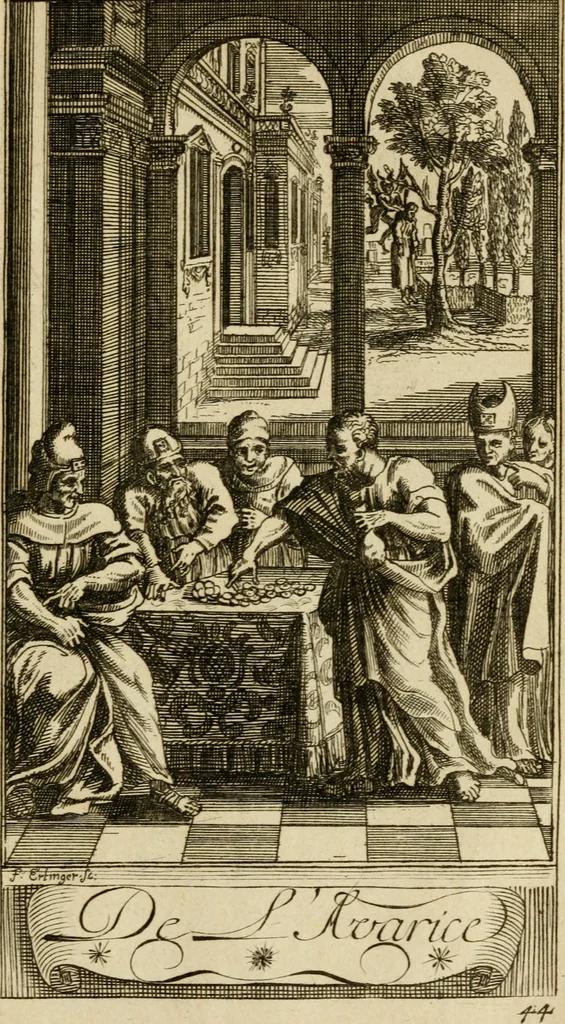 An illustration from Le guide fidele de la vraie gloire : presenté à monseigneur le duc de Bourgogne, instruisant ce jeune prince des choses qu'il doit croire, demander, pratiquer, frequenter, et eviter pour être roy pendant tous les siecles ..., 1688, leaf 186