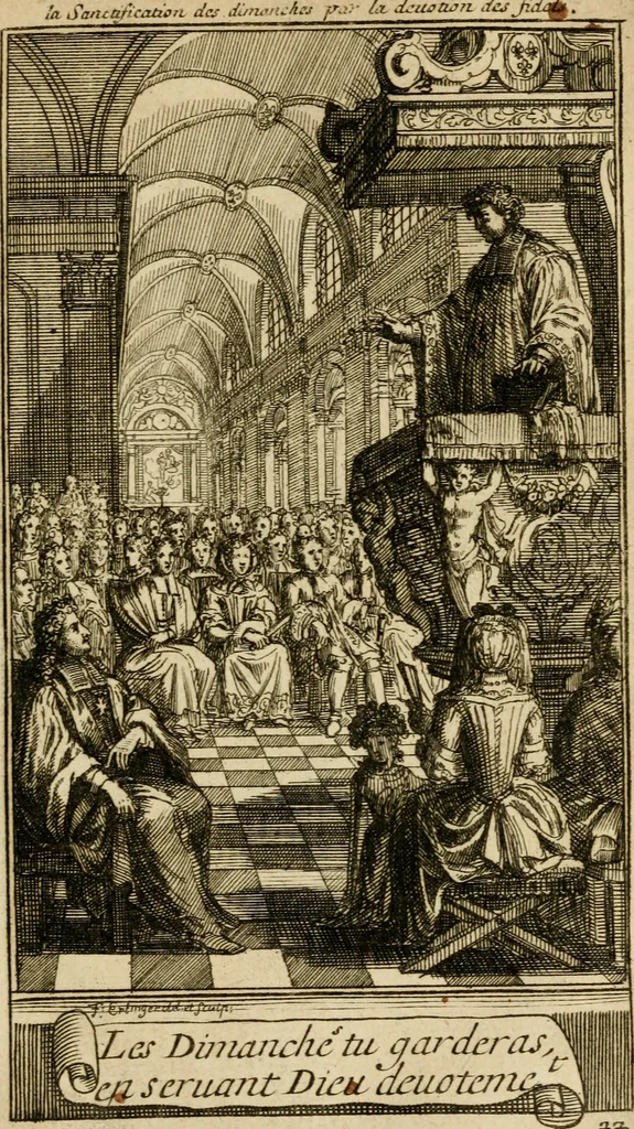 An illustration from Le guide fidele de la vraie gloire : presenté à monseigneur le duc de Bourgogne, instruisant ce jeune prince des choses qu'il doit croire, demander, pratiquer, frequenter, et eviter pour être roy pendant tous les siecles ..., 1688, leaf 98