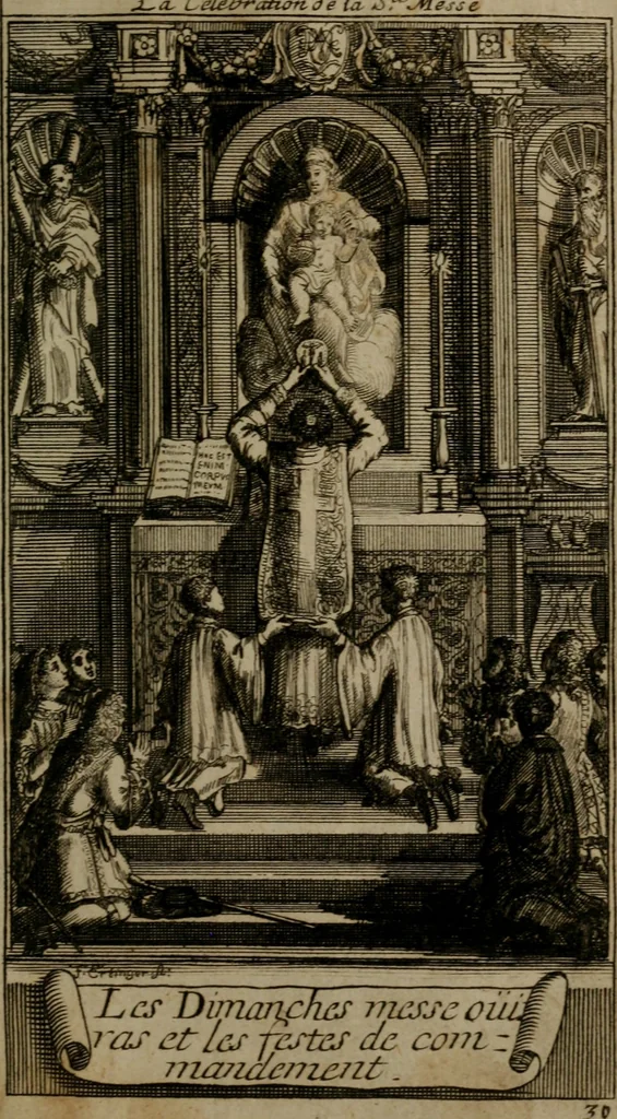 An illustration from Le guide fidele de la vraie gloire : presenté à monseigneur le duc de Bourgogne, instruisant ce jeune prince des choses qu'il doit croire, demander, pratiquer, frequenter, et eviter pour être roy pendant tous les siecles ..., 1688, leaf 112