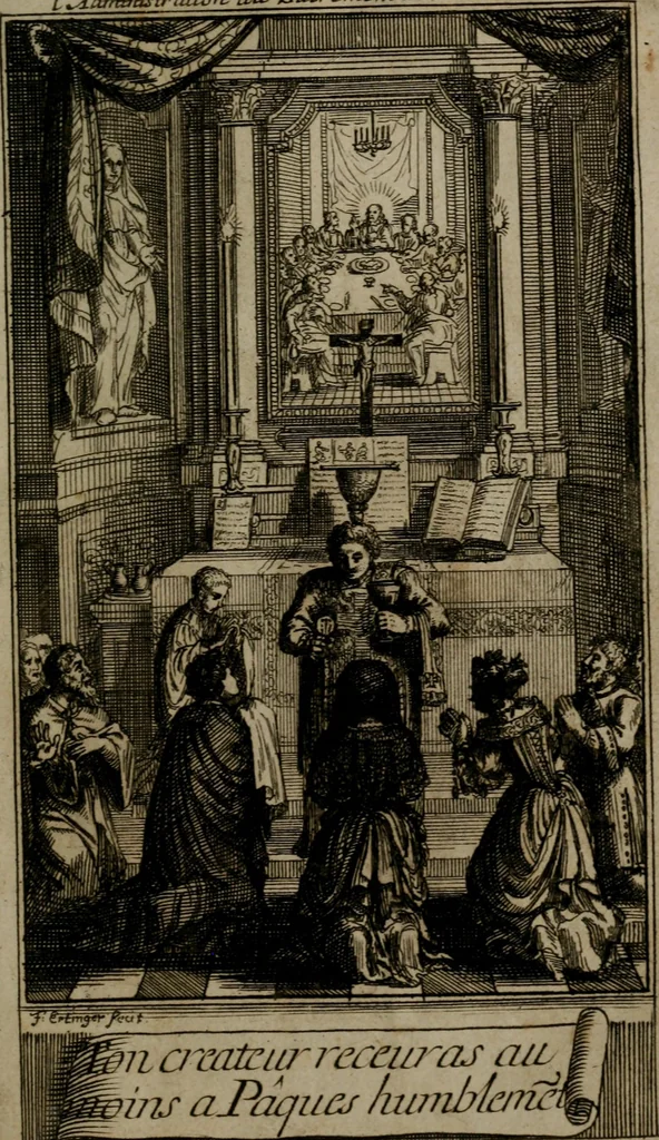 An illustration from Le guide fidele de la vraie gloire : presenté à monseigneur le duc de Bourgogne, instruisant ce jeune prince des choses qu'il doit croire, demander, pratiquer, frequenter, et eviter pour être roy pendant tous les siecles ..., 1688, leaf 120
