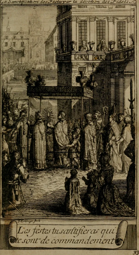 An illustration from Le guide fidele de la vraie gloire : presenté à monseigneur le duc de Bourgogne, instruisant ce jeune prince des choses qu'il doit croire, demander, pratiquer, frequenter, et eviter pour être roy pendant tous les siecles ..., 1688, leaf 124
