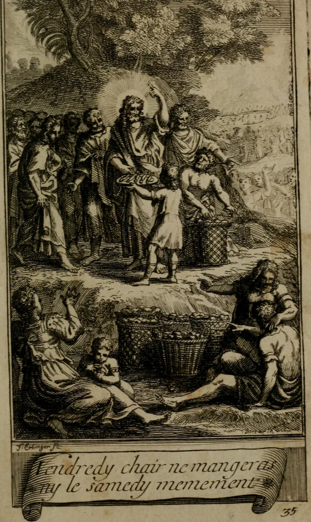 An illustration from Le guide fidele de la vraie gloire : presenté à monseigneur le duc de Bourgogne, instruisant ce jeune prince des choses qu'il doit croire, demander, pratiquer, frequenter, et eviter pour être roy pendant tous les siecles ..., 1688, leaf 132