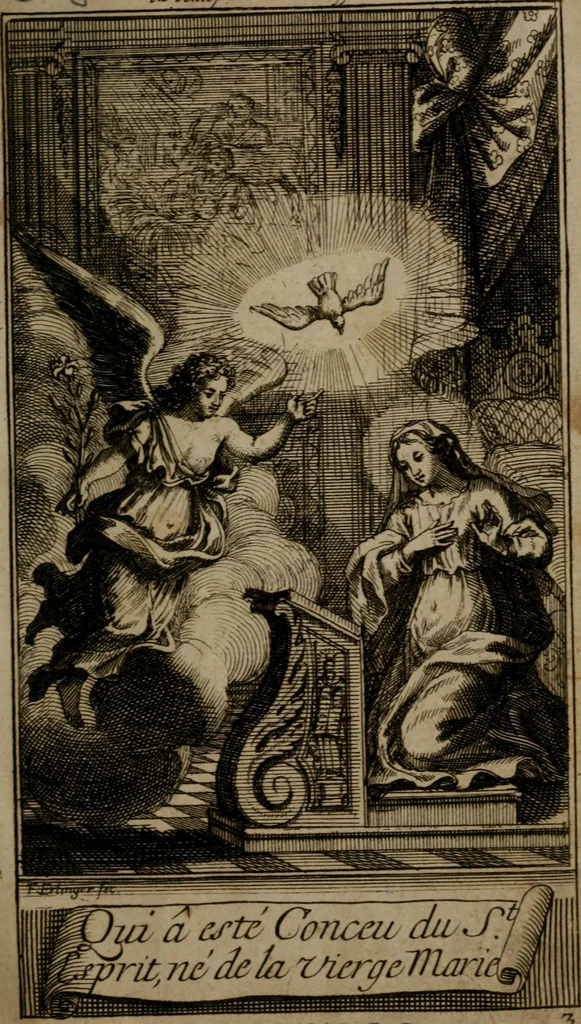 An illustration from Le guide fidele de la vraie gloire : presenté à monseigneur le duc de Bourgogne, instruisant ce jeune prince des choses qu'il doit croire, demander, pratiquer, frequenter, et eviter pour être roy pendant tous les siecles ..., 1688, leaf 4