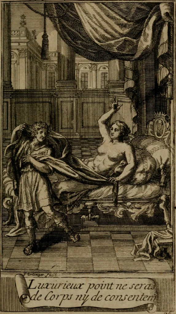 An illustration from Le guide fidele de la vraie gloire : presenté à monseigneur le duc de Bourgogne, instruisant ce jeune prince des choses qu'il doit croire, demander, pratiquer, frequenter, et eviter pour être roy pendant tous les siecles ..., 1688, leaf 92