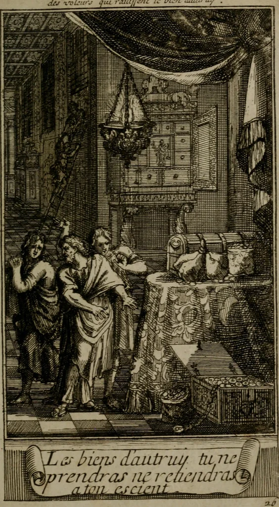 An illustration from Le guide fidele de la vraie gloire : presenté à monseigneur le duc de Bourgogne, instruisant ce jeune prince des choses qu'il doit croire, demander, pratiquer, frequenter, et eviter pour être roy pendant tous les siecles ..., 1688, leaf 96