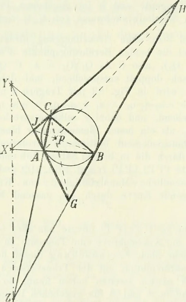 An illustration from Lehrbuch der projektivischen (neuren) Geometrie; synthetische Geometrie, Geometrie der Lage, 1900, leaf 173