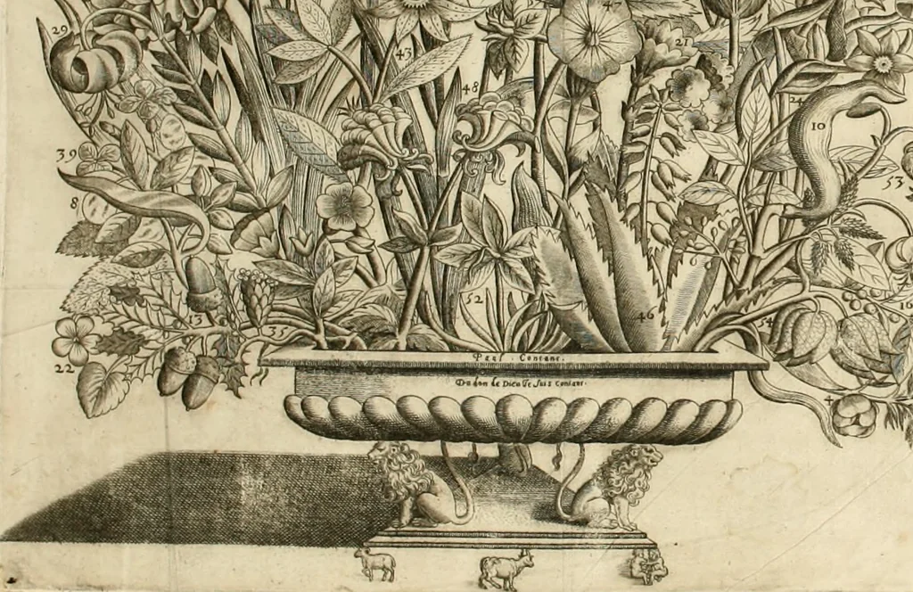 An illustration from Le iardin, et cabinet poetique de Paul Contant, apoticaire de Poictiers, 1609, leaf 128