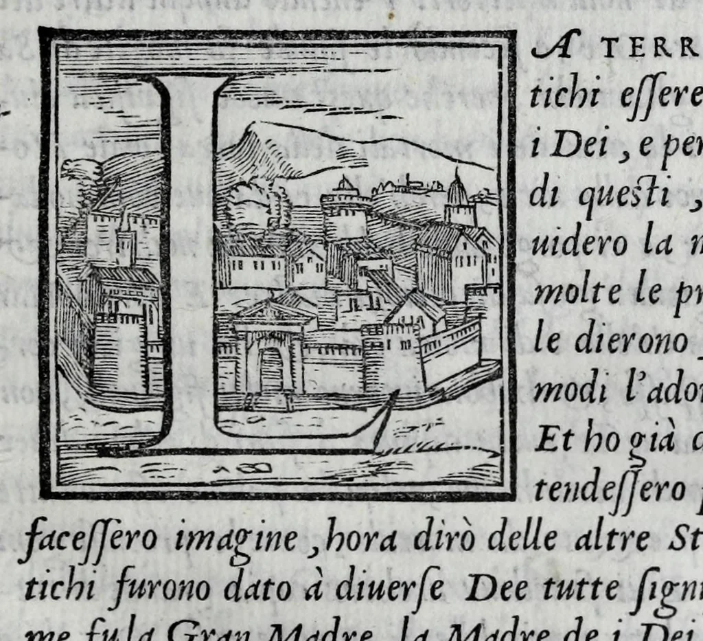 An illustration from Le imagini con la spositione de'i dei de gliantichi, 1556, leaf 91