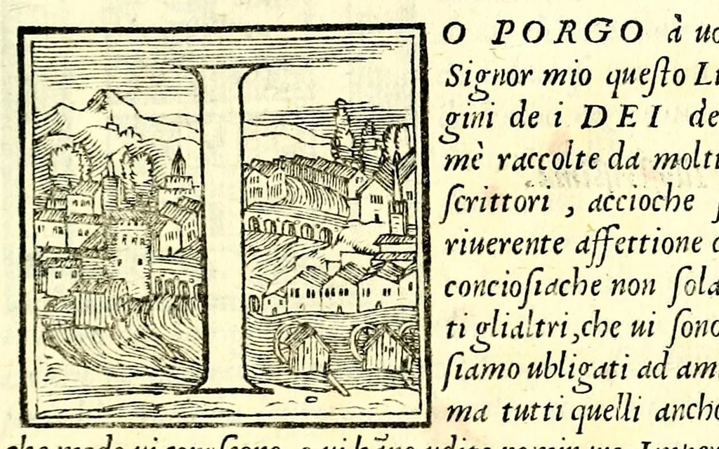 An illustration from Le imagini con la spositione de i dei de gliantichi, 1556, leaf 13