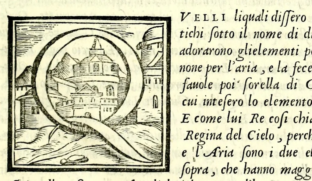 An illustration from Le imagini con la spositione de i dei de gliantichi, 1556, leaf 87