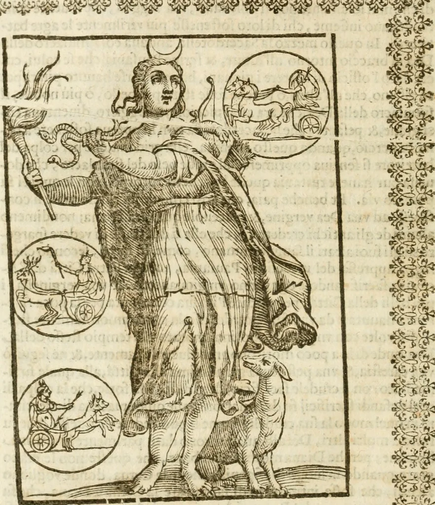 An illustration from Le imagini de gli dei de gli antichi : nelle quali sono descritte la religione de gli antichi li idoli, riti, & ceremonie loro, con l'aggiunta di molte principali imagini che nell'altre mancauano, et con l'espositione in epilogo di ciasceduna & suo significato, 1624, leaf 103