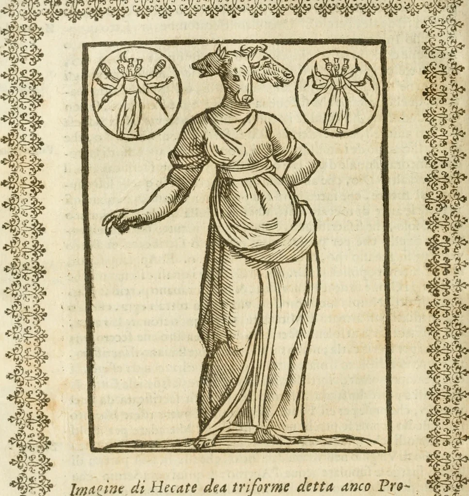 An illustration from Le imagini de gli dei de gli antichi : nelle quali sono descritte la religione de gli antichi li idoli, riti, & ceremonie loro, con l'aggiunta di molte principali imagini che nell'altre mancauano, et con l'espositione in epilogo di ciasceduna & suo significato, 1624, leaf 111