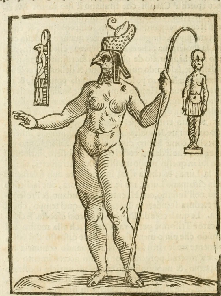 An illustration from Le imagini de gli dei de gli antichi : nelle quali sono descritte la religione de gli antichi li idoli, riti, & ceremonie loro, con l'aggiunta di molte principali imagini che nell'altre mancauano, et con l'espositione in epilogo di ciasceduna & suo significato, 1624, leaf 113
